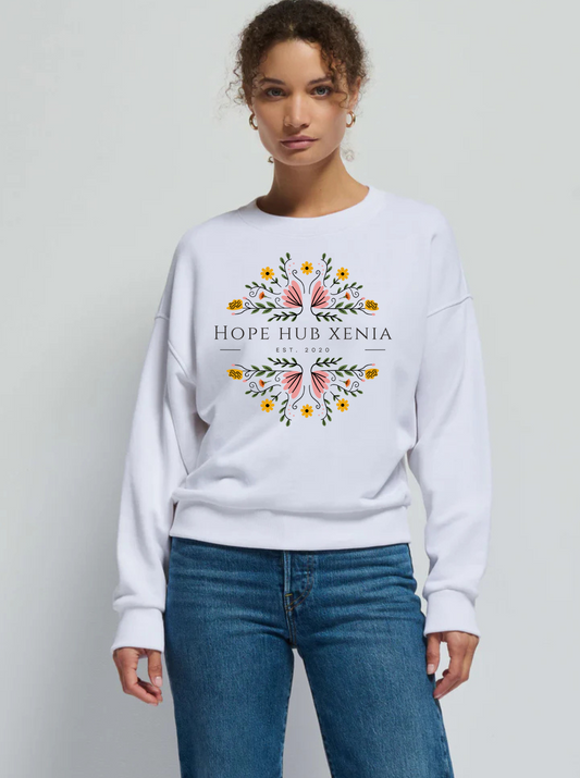 Floral Hope Hub Crewneck Large Logo Unisex