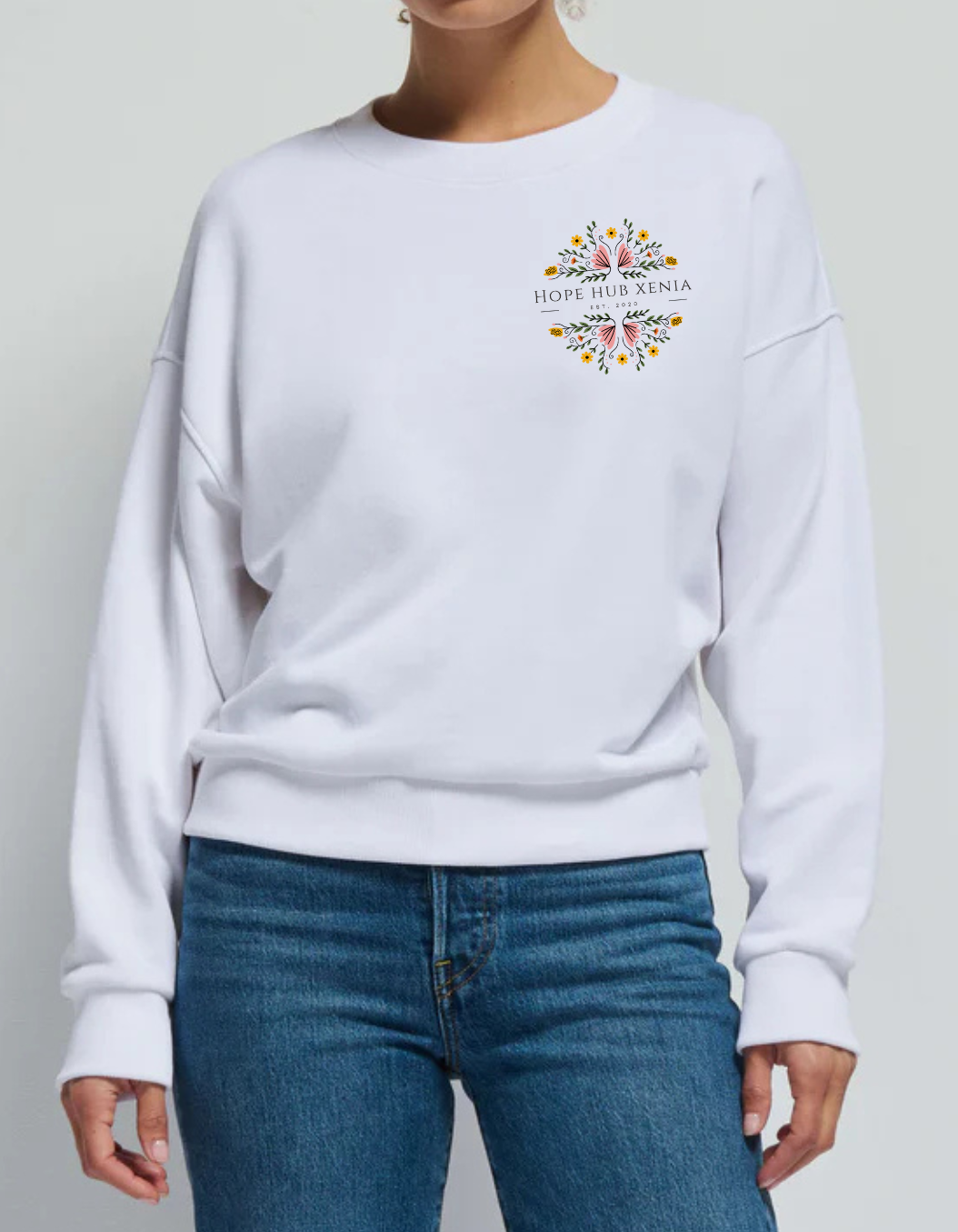 Floral Hope Hub Crewneck Small Logo Unisex